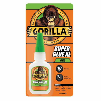 Gorilla Glue Super Glue Gel XL, Fast-Setting, Thicker Controlled No Run Formula, Anti-Clog Cap, Versatile Cyanoacrylate Glue, 25g, Clear (Pack of 2)
