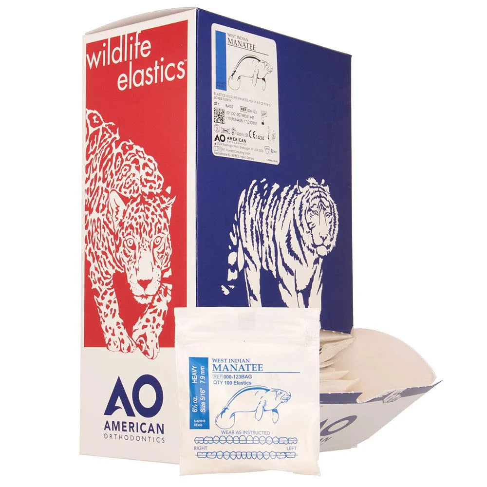 American Orthodontics Blue Whale Elastics, 5/16 in, 14 oz, Latex, Maximum