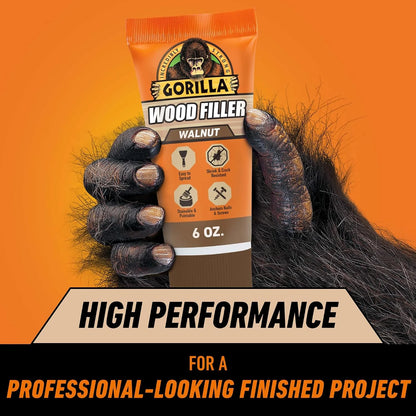 Gorilla Wood Filler, Water Resistant, White, 6 oz Tube, 2-Pack