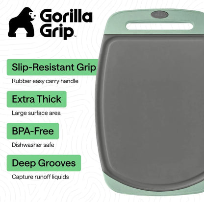 GORILLA GRIP BPA-Free Reversible Kitchen Cutting Board, Set of 3, Turquoise