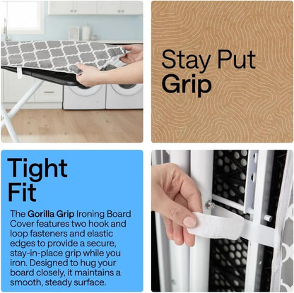 GORILLA GRIP Padded Ironing Board Cover, 15x54 Silver
