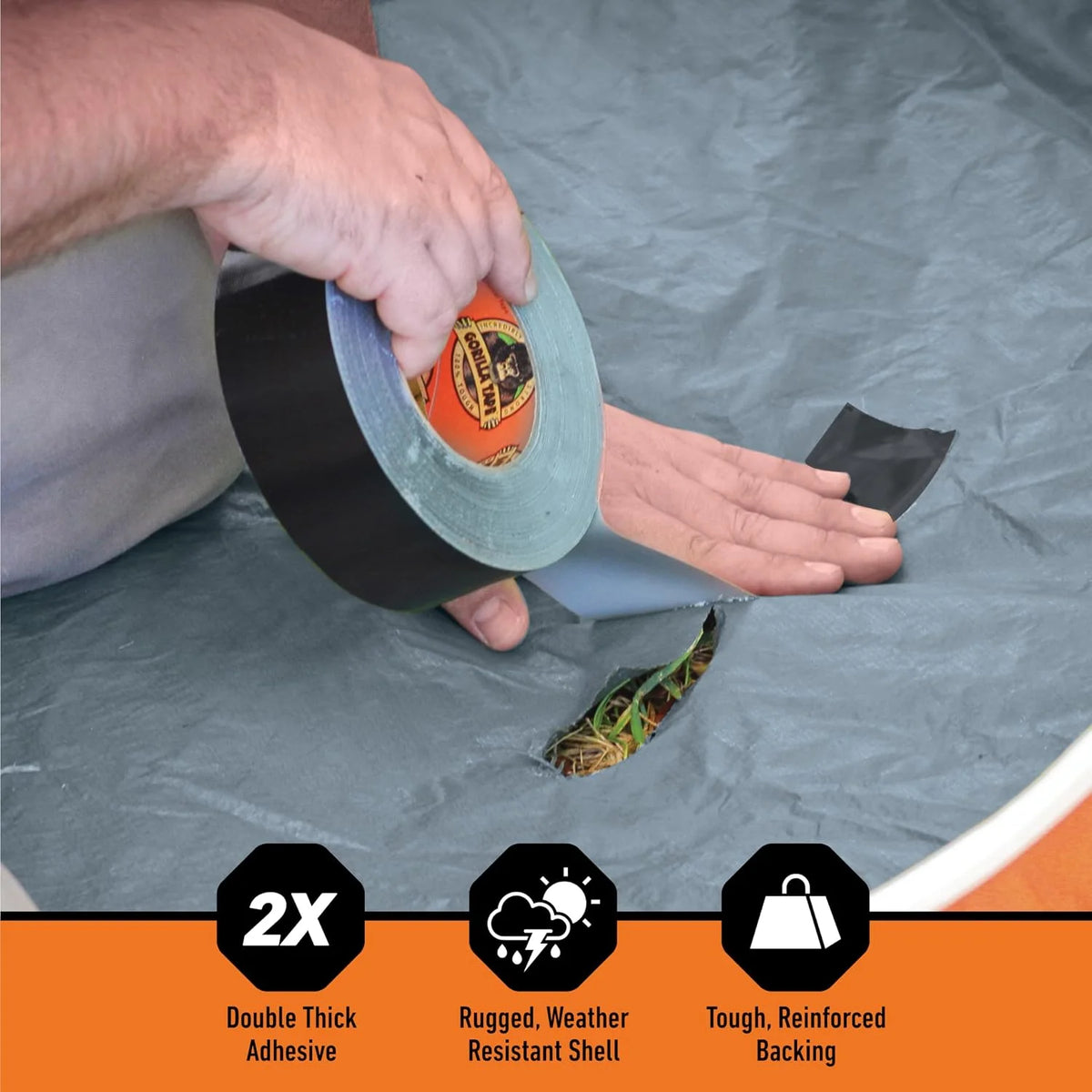 GORILLA Heavy Duty Duct Tape, Black, 1.88" x 50 yd, 1-Pack