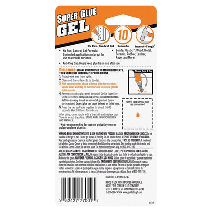 Gorilla Super Glue Gel, Clear, 20 g, 2-Pack, All Purpose, Fast Setting