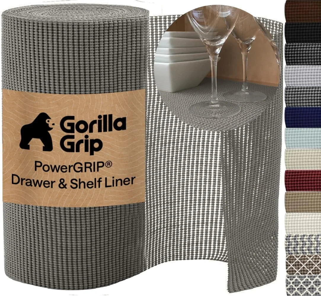 GORILLA GRIP powerGRIP Drawer Shelf and Cabinet Liner, 24"x30', Light Gray