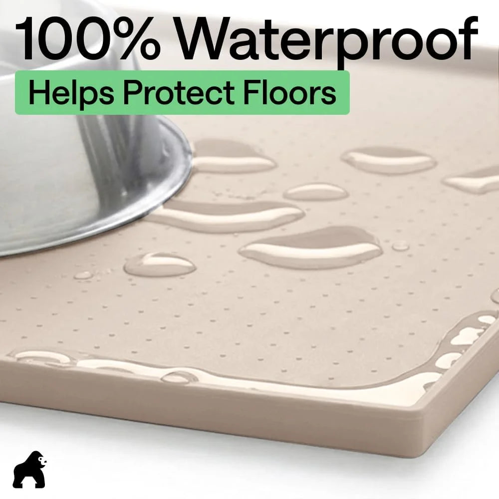 GORILLA GRIP Dog Food Mat, 100% Waterproof Silicone, 26x17 Navy