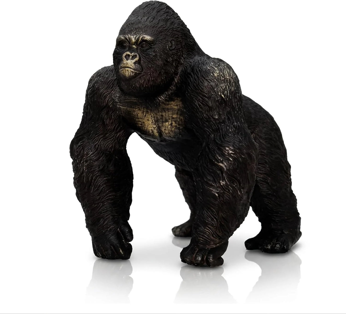 Office Decor Silverback Gorilla Statue Sitting, Black Gold