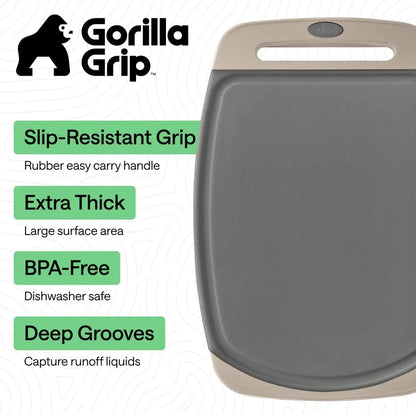 GORILLA GRIP BPA-Free Reversible Kitchen Cutting Board, Set of 3, Turquoise