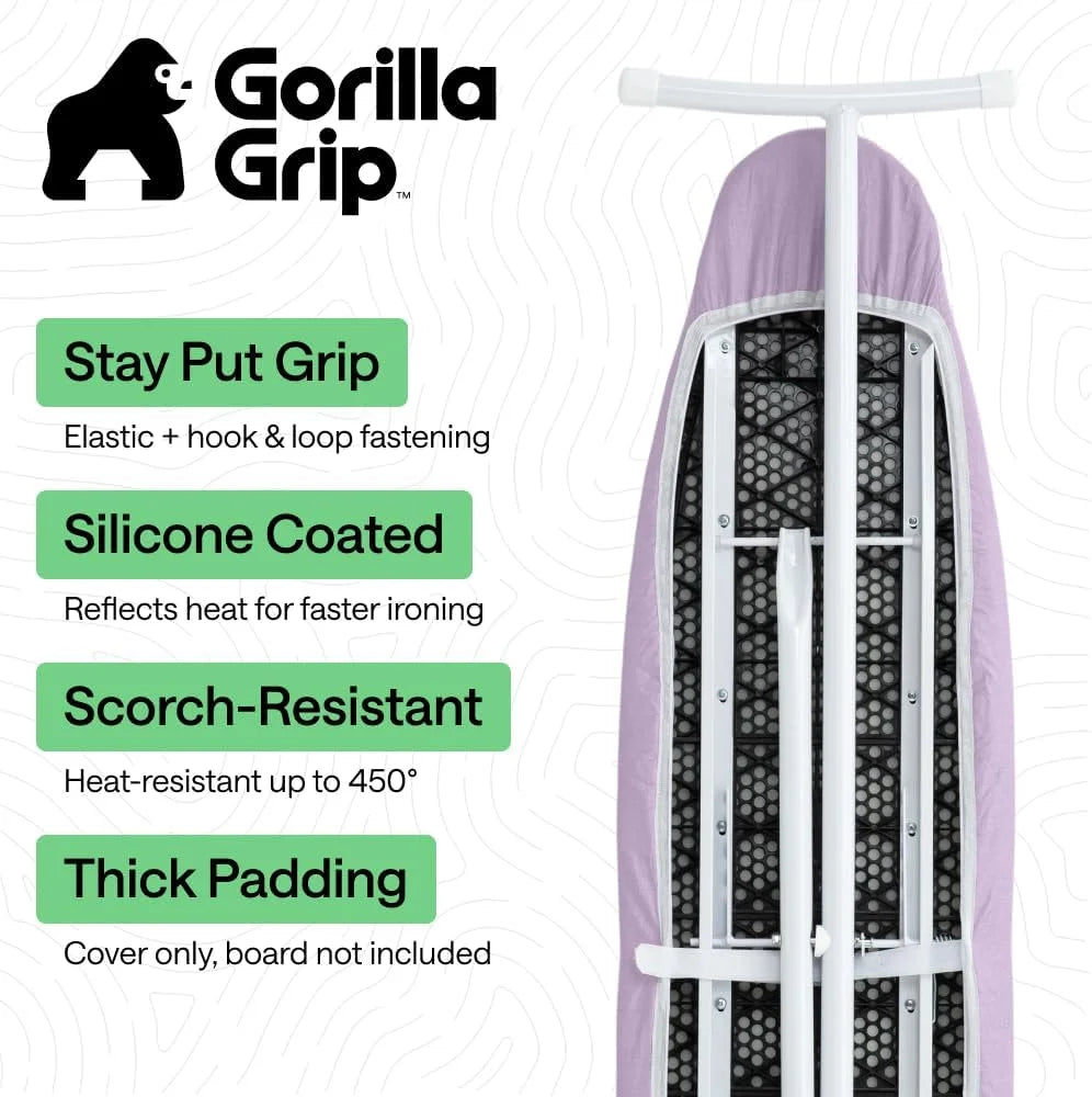 GORILLA GRIP Padded Ironing Board Cover, 15x54 Silver