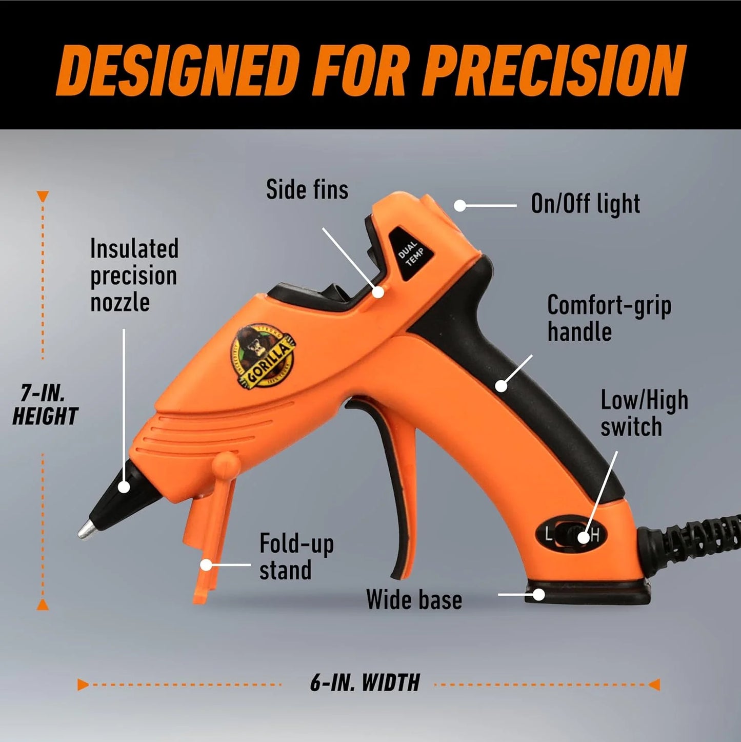 Gorilla Mini Hot Glue Gun Kit, Dual Temp, Includes 30 Sticks