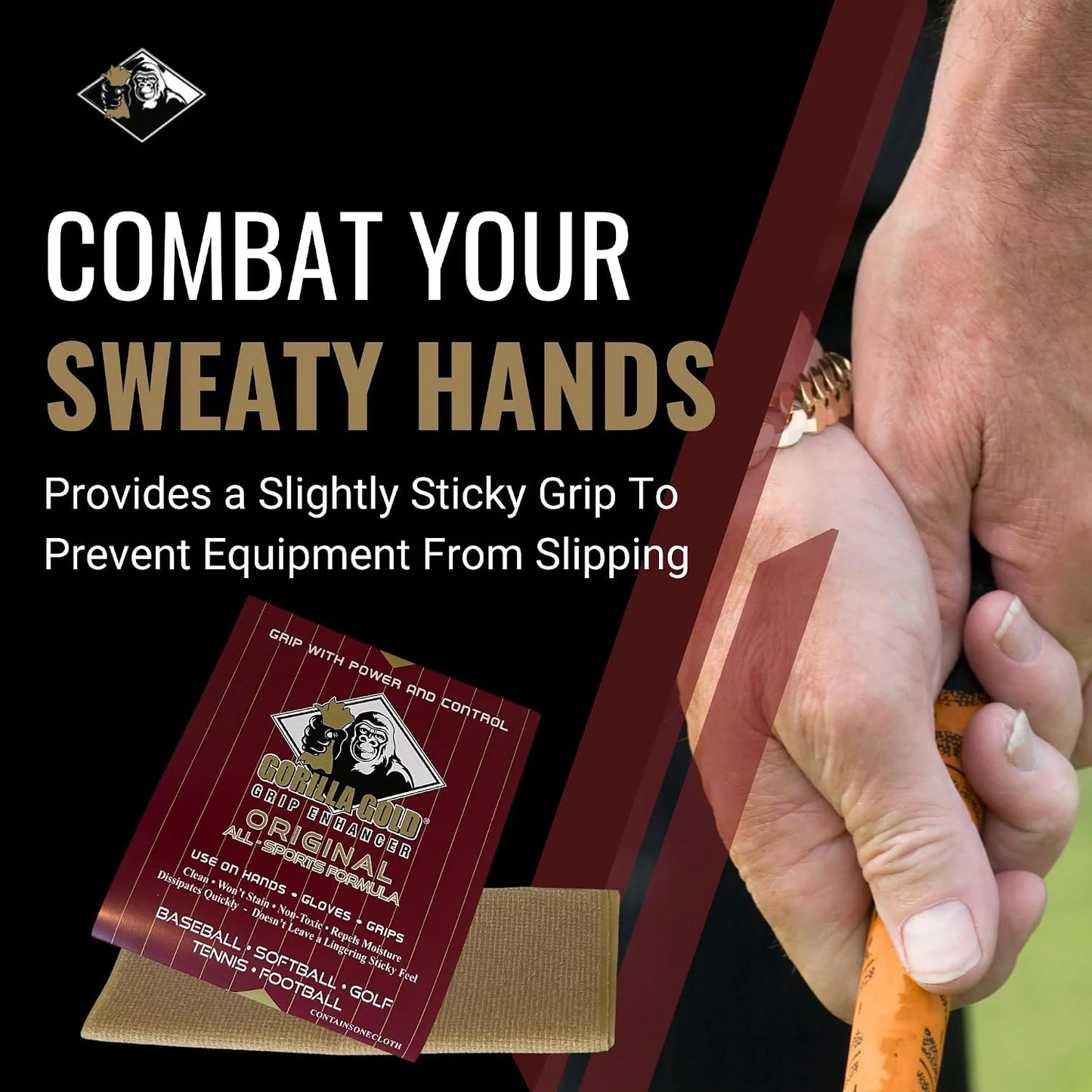 Gorilla Gold Grip Enhancer Tacky Towel - USA-Made Chalkless Formula