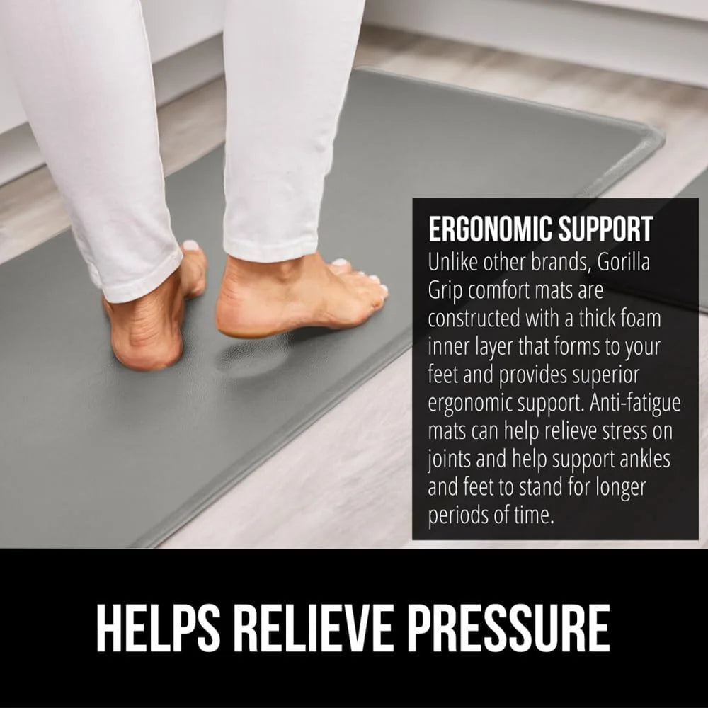 GORILLA GRIP Cushioned Antifatigue Kitchen Mat for Floor, 20x32, Charcoal