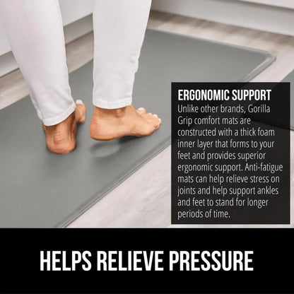 GORILLA GRIP Cushioned Antifatigue Kitchen Mat for Floor, 20x32, Charcoal