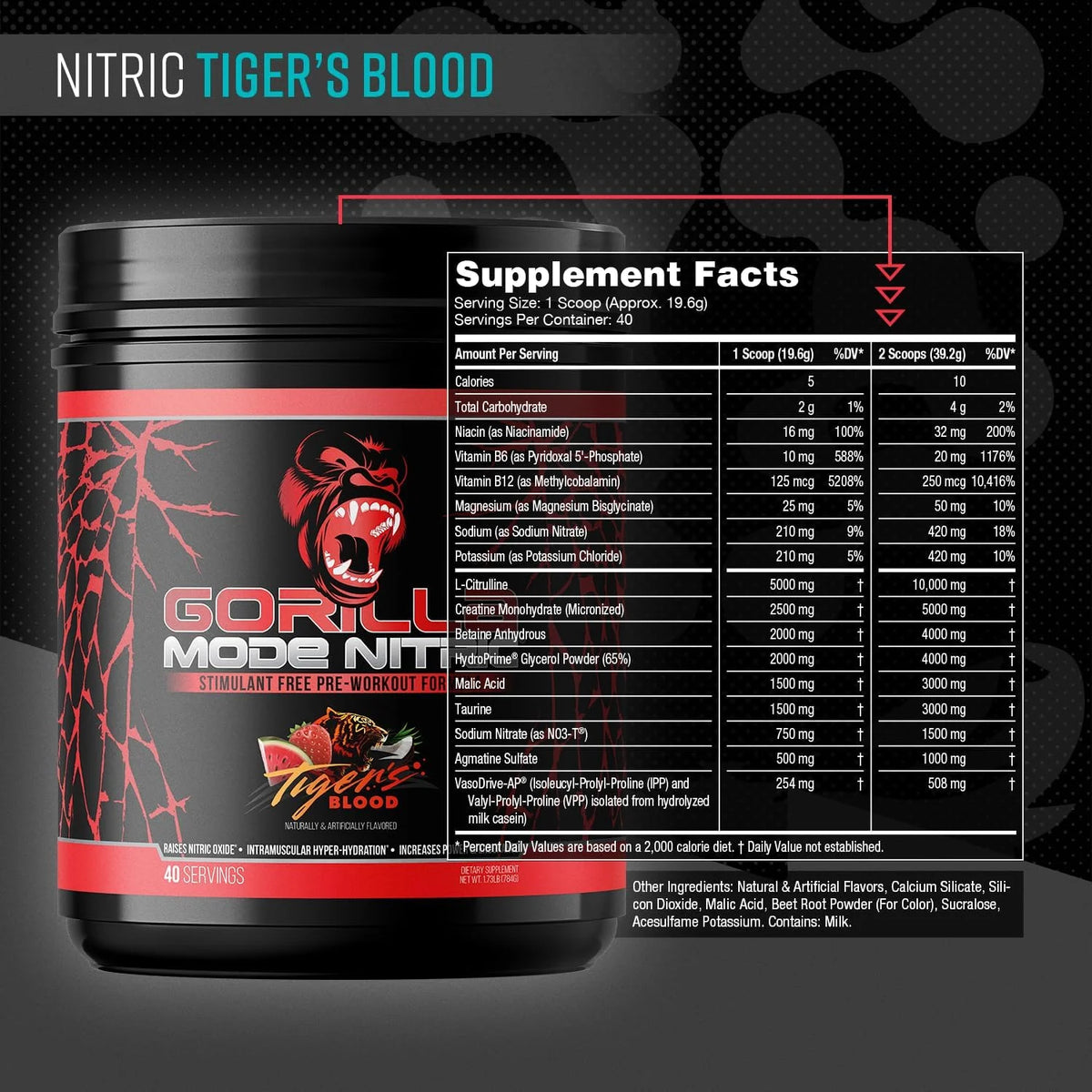 Gorilla Mode Nitric Stimulant Free Pre-Workout – Best Tasting and Most Effective Stimulant Free Pre-Workout/Massive Pumps · Vasodilation · Power / 688 Grams (Fruit Punch)