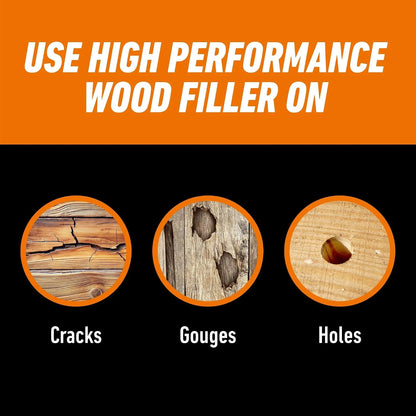 Gorilla All Purpose Wood Filler, Natural Finish, 16 Ounce Tub (Pack of 4) - Water Resistant for Indoor or Outdoor Projects and Repairs