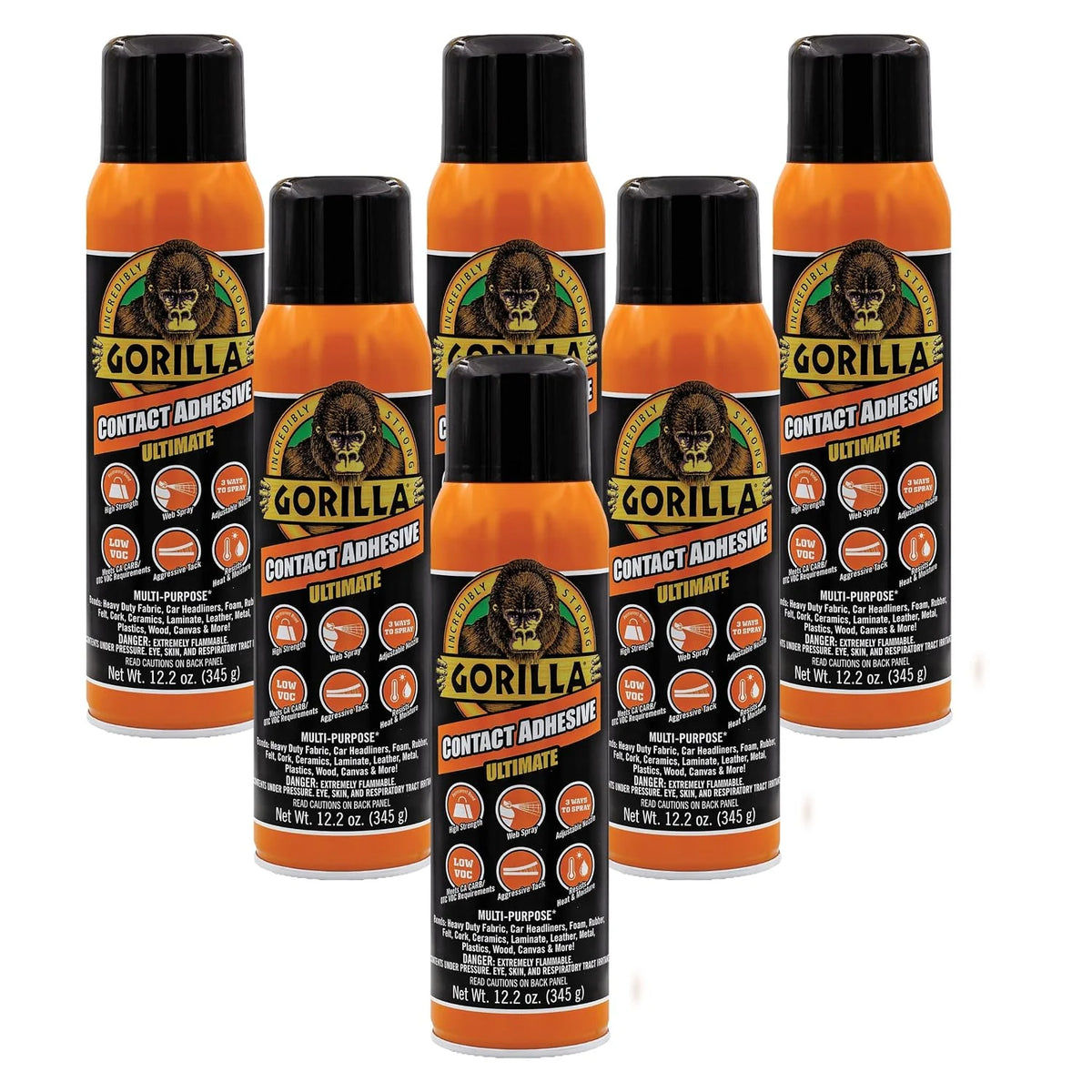 Gorilla Heavy Duty Spray Adhesive, Multi Purpose, Clear, 14 oz, 2-Pack