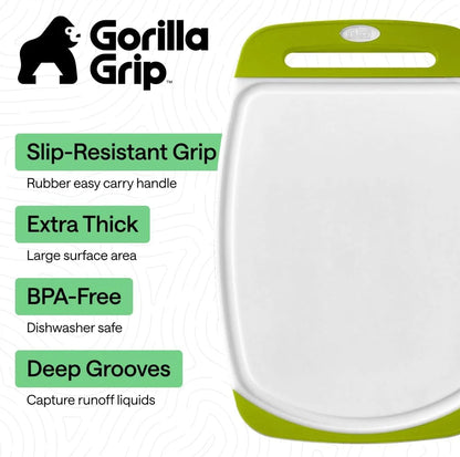 GORILLA GRIP BPA-Free Reversible Kitchen Cutting Board, Set of 3, Turquoise