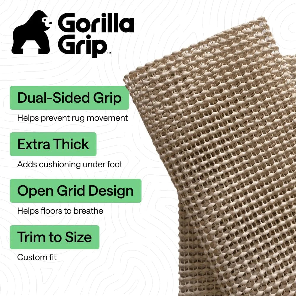 GORILLA GRIP® Slip Resistant Rug Pads for Hardwood Floor, 4x4 Cream