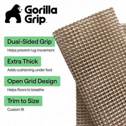 GORILLA GRIP® Slip Resistant Rug Pads for Hardwood Floor, 4x4 Cream