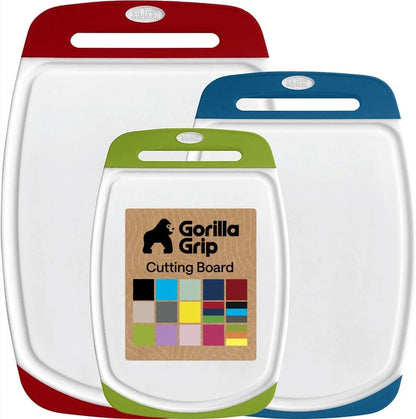 GORILLA GRIP BPA-Free Reversible Kitchen Cutting Board, Set of 3, Turquoise