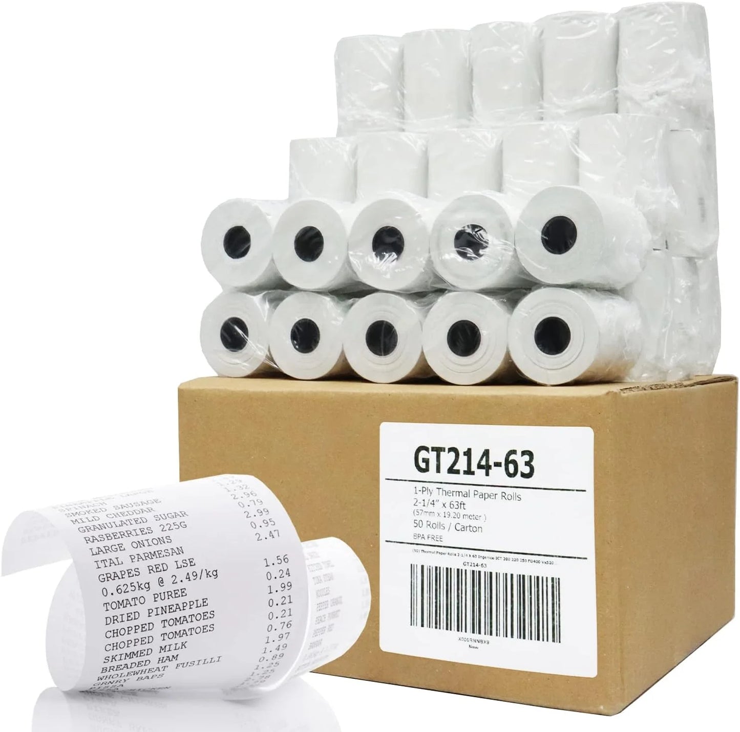 (50) Gorilla Supply 2 1/4 x 85 Thermal Paper Receipt Rolls Clover Mini Verifone VX510 VX570 FD50 T4220, 2.25 x 85 ft, POS/Cash Register Paper, BPA Free, 50 Rolls (Pack of 2)