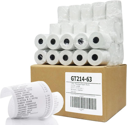 (50) Gorilla Supply 2 1/4 x 85 Thermal Paper Receipt Rolls Clover Mini Verifone VX510 VX570 FD50 T4220, 2.25 x 85 ft, POS/Cash Register Paper, BPA Free, 50 Rolls (Pack of 2)