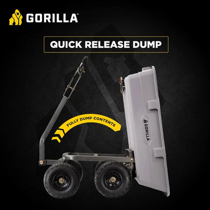 Gorilla Carts Poly Dump Cart, 800 lb. Capacity, 5 Cu Ft, Gray