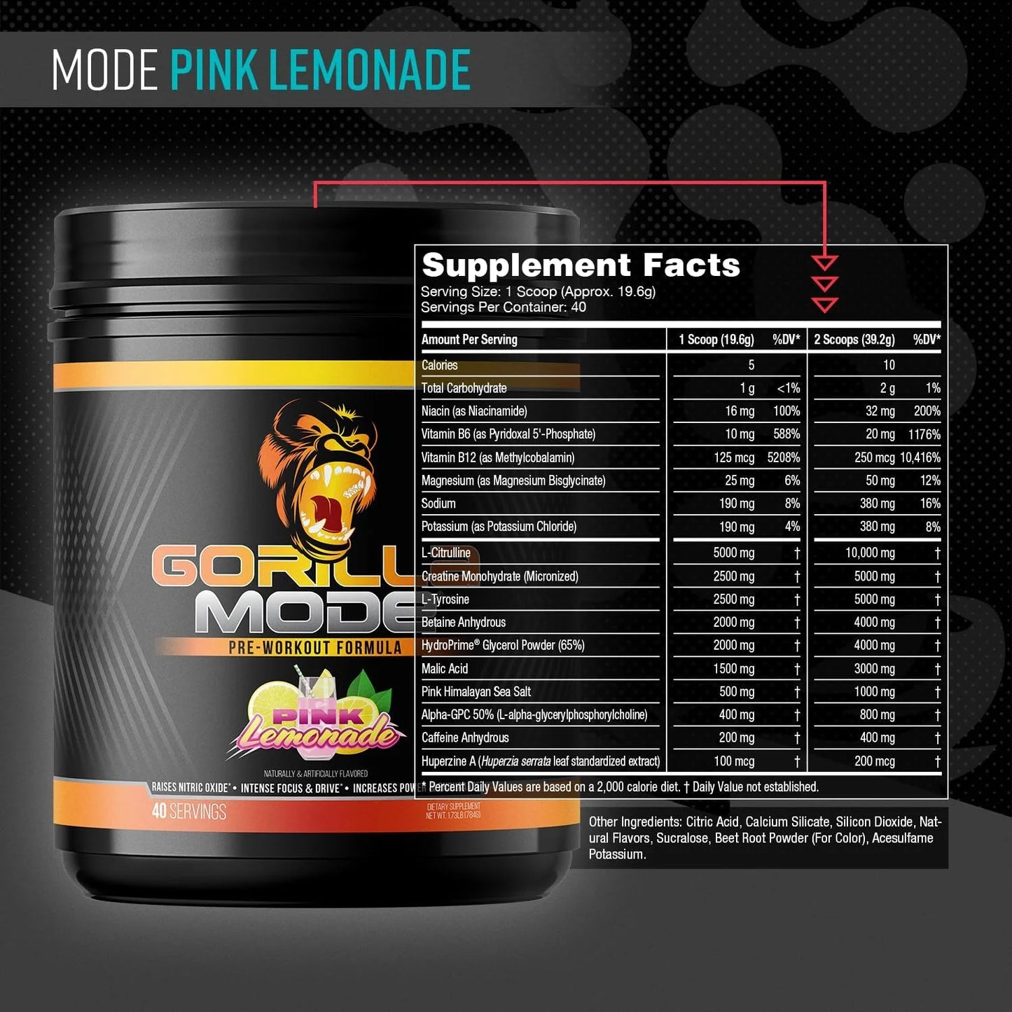 Gorilla Mode Pre Workout - Massive Pumps | 812g (BlackBerry Lemonade)