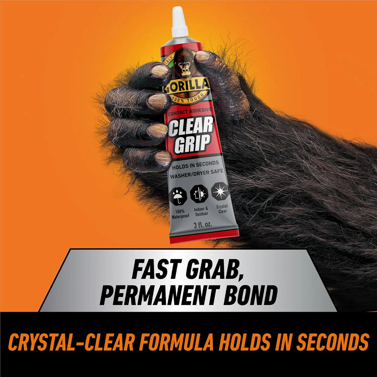 Gorilla Clear Grip Waterproof Contact Adhesive, 3 Ounce Tube, Clear, (Pack of 5)