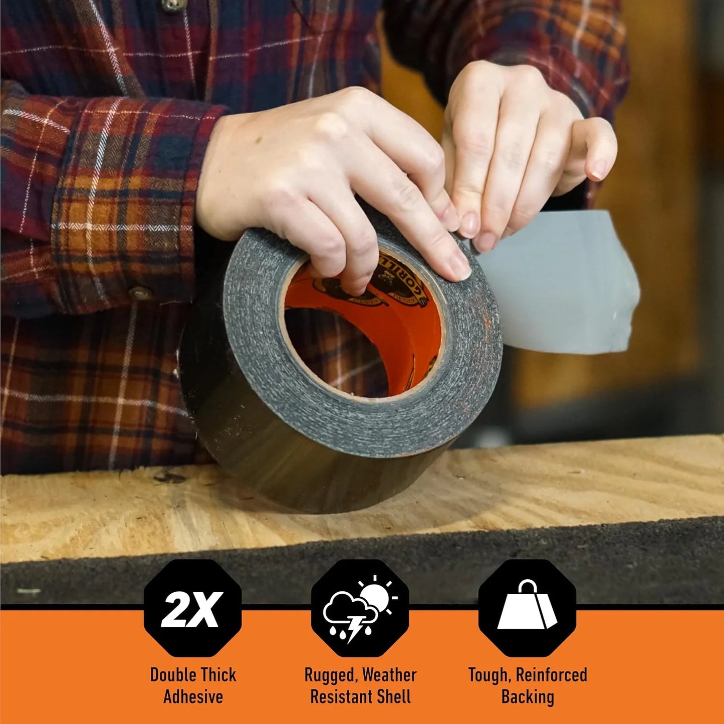GORILLA Tough & Wide Heavy Duty Duct Tape, Silver, 2.88" x 25 yd, 1-Pack