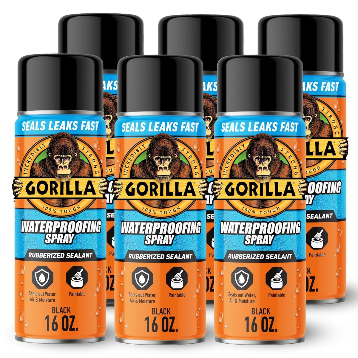 Gorilla Waterproofing Spray, Clear, 14 oz, 2-Pack, Flexible Sealant