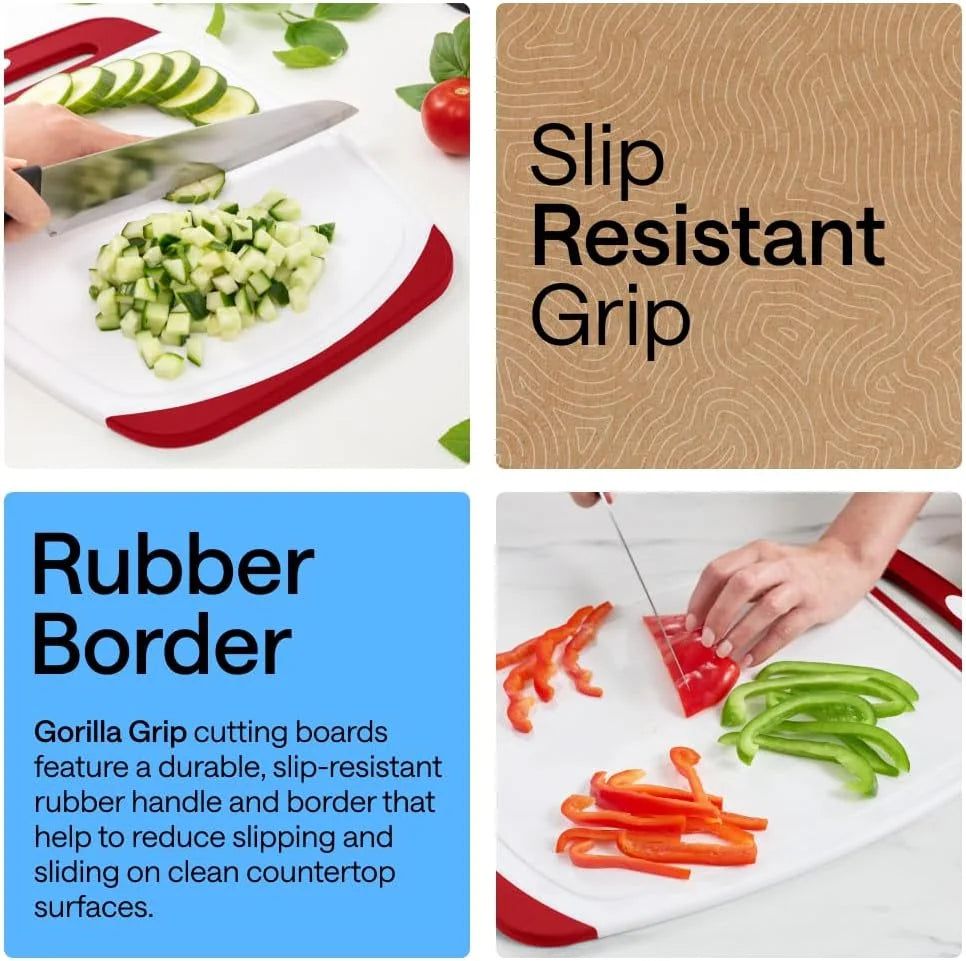 GORILLA GRIP BPA-Free Reversible Kitchen Cutting Board, Set of 3, Turquoise