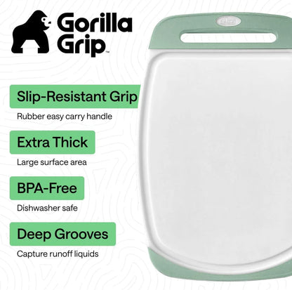 GORILLA GRIP BPA-Free Reversible Kitchen Cutting Board, Set of 3, Turquoise
