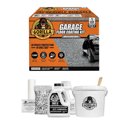 Gorilla Epoxy Garage Floor Coating Kit, 7 Pieces, 1-Car, Black Finish