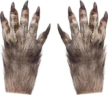 BXT Adults Lifelike Latex Halloween Ape Claws Animal Paws Gloves Mittens Cosplay Costume Props Furry Papion Gorilla Handwear