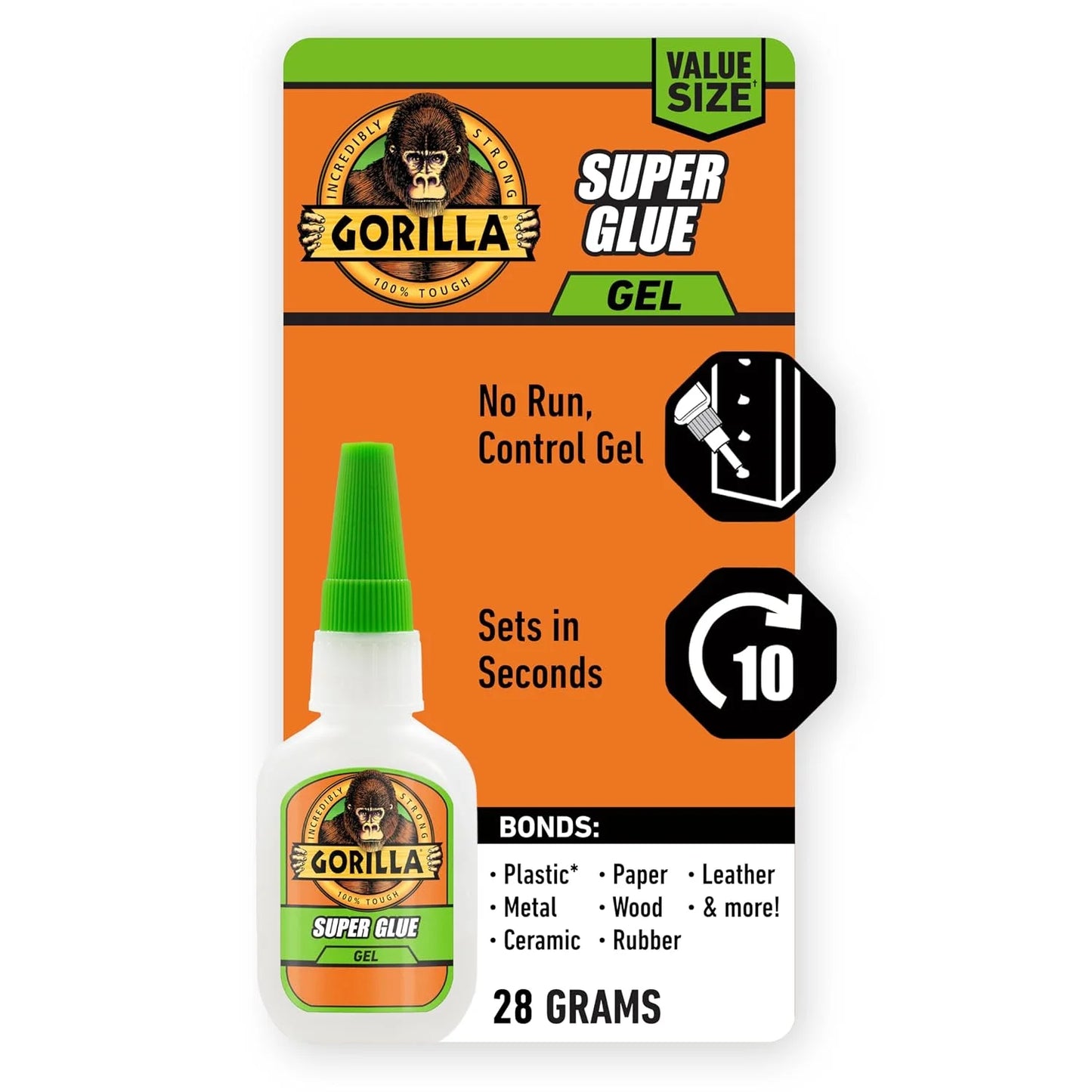 Gorilla Glue Super Glue Gel XL, Fast-Setting, Thicker Controlled No Run Formula, Anti-Clog Cap, Versatile Cyanoacrylate Glue, 25g, Clear (Pack of 2)