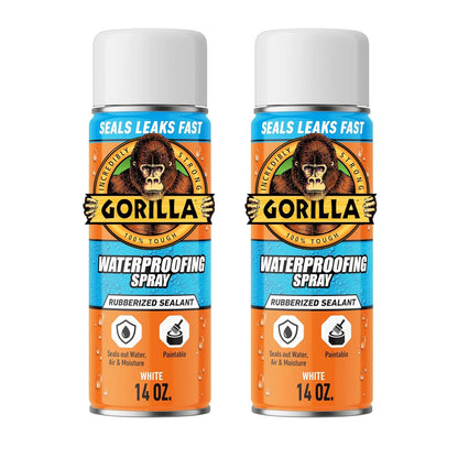 Gorilla Waterproofing Spray, Clear, 14 oz, 2-Pack, Flexible Sealant