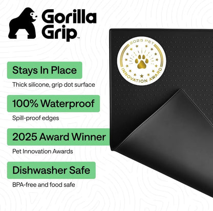 GORILLA GRIP Dog Food Mat, 100% Waterproof Silicone, 26x17 Navy