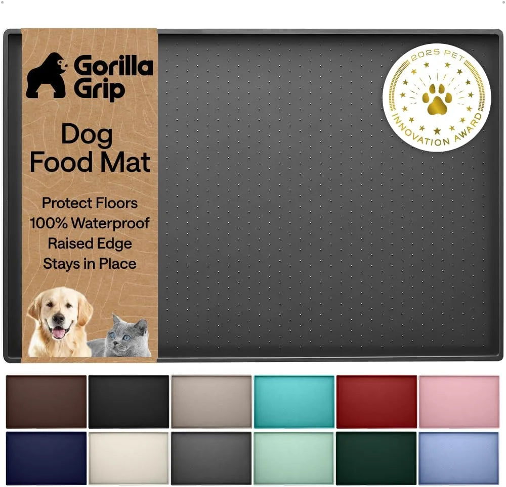GORILLA GRIP Dog Food Mat, 100% Waterproof Silicone, 26x17 Navy