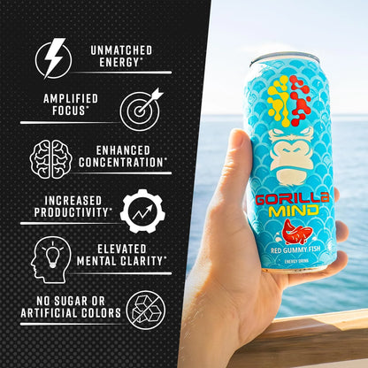 Gorilla Mind Energy Drink | 16oz, 12-Pack (Citrus Rain)