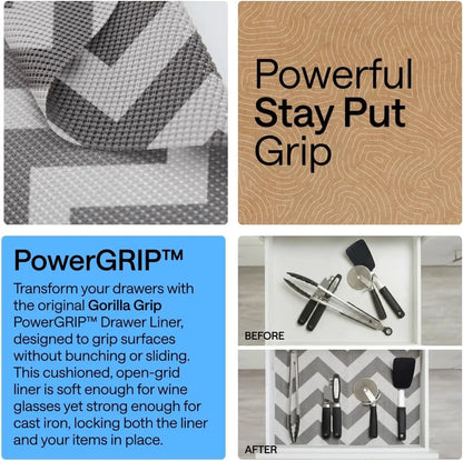 GORILLA GRIP powerGRIP Drawer Shelf and Cabinet Liner, 24"x30', Light Gray