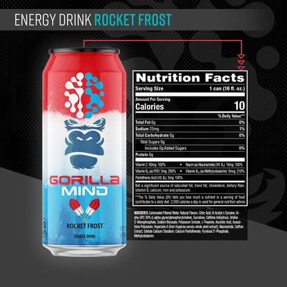 Gorilla Mind Energy Drink | 16oz, 12-Pack (Citrus Rain)