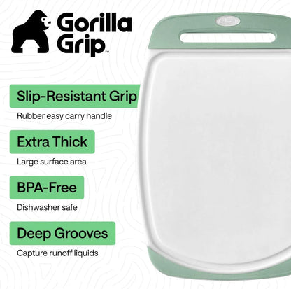 GORILLA GRIP BPA-Free Reversible Kitchen Cutting Board, Set of 3, Turquoise