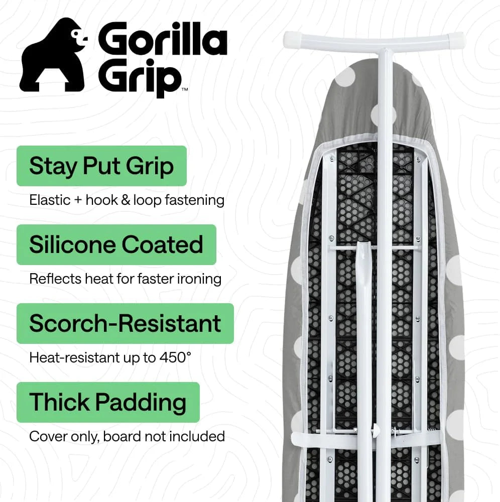 GORILLA GRIP Padded Ironing Board Cover, 15x54 Silver