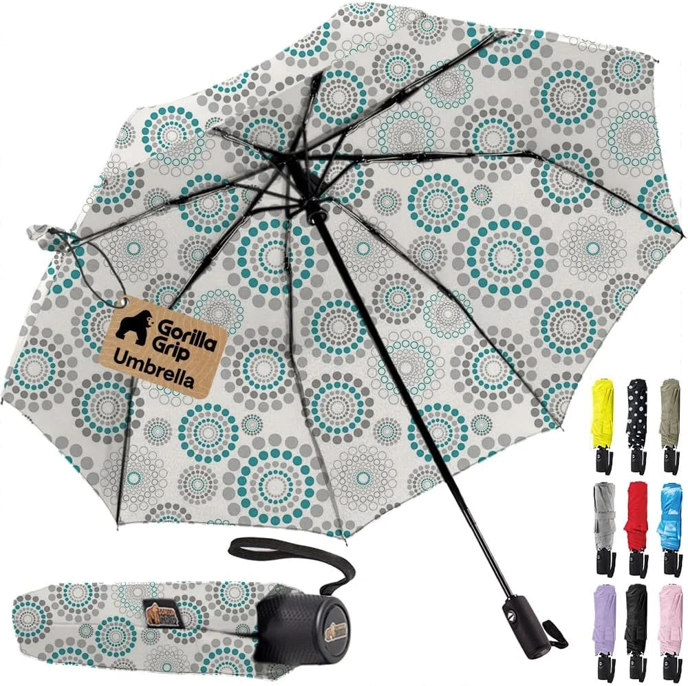 GORILLA GRIP Compact Travel Size Umbrella for Rain, Cats and Dogs