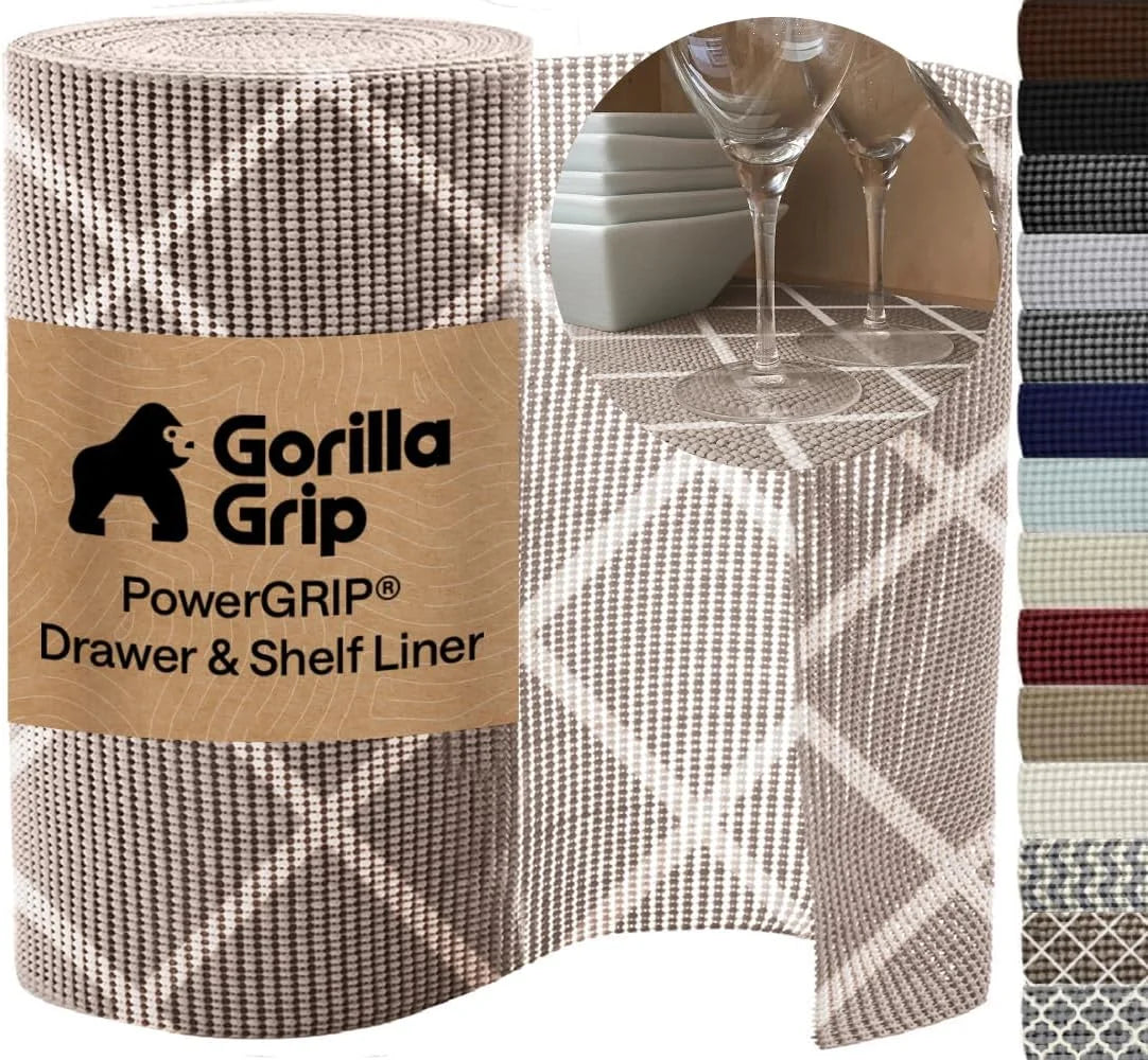 GORILLA GRIP powerGRIP Drawer Shelf and Cabinet Liner, 24"x30', Light Gray