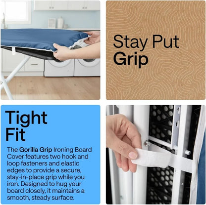 GORILLA GRIP Padded Ironing Board Cover, 15x54 Silver