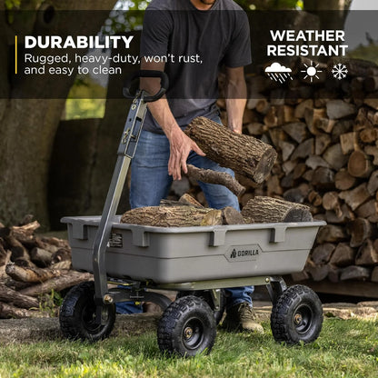 Gorilla Carts Poly Dump Cart, 800 lb. Capacity, 5 Cu Ft, Gray