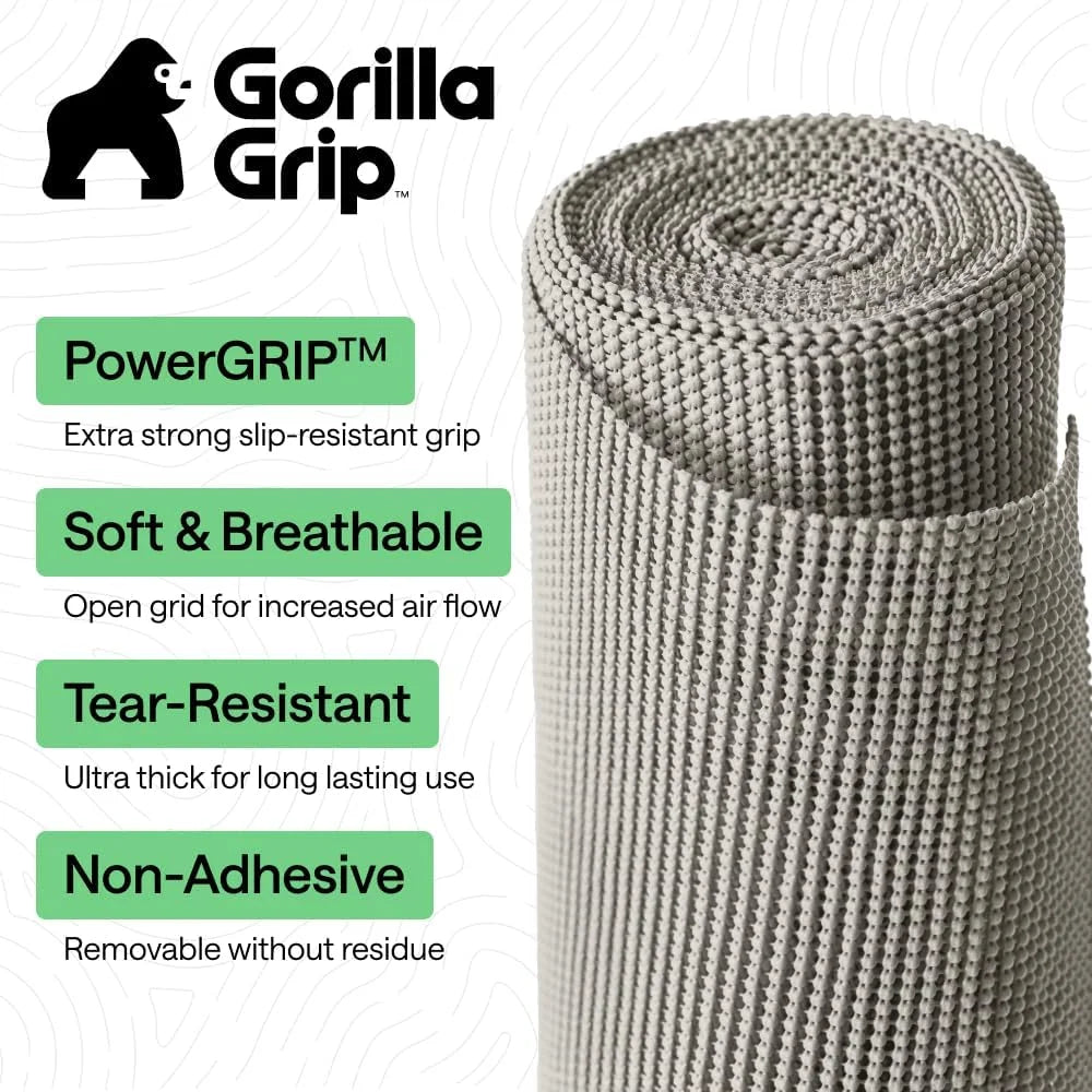 GORILLA GRIP powerGRIP Drawer Shelf and Cabinet Liner, 24"x30', Light Gray