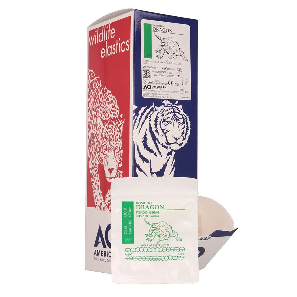American Orthodontics Blue Whale Elastics, 5/16 in, 14 oz, Latex, Maximum