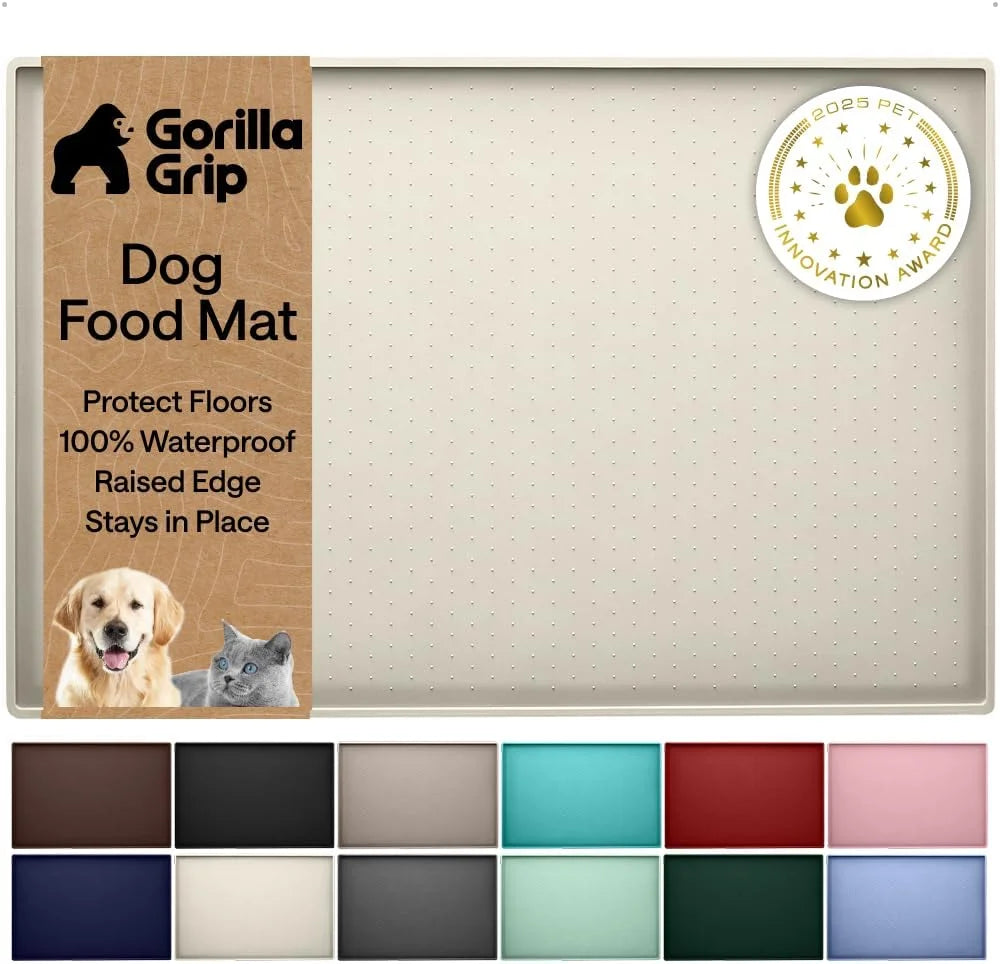 GORILLA GRIP Dog Food Mat, 100% Waterproof Silicone, 26x17 Navy